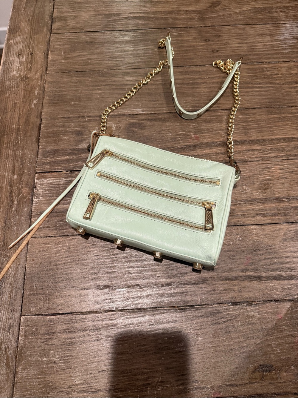REBECCA MINKOFF mini MAC in Light Mint with Gold Hardware